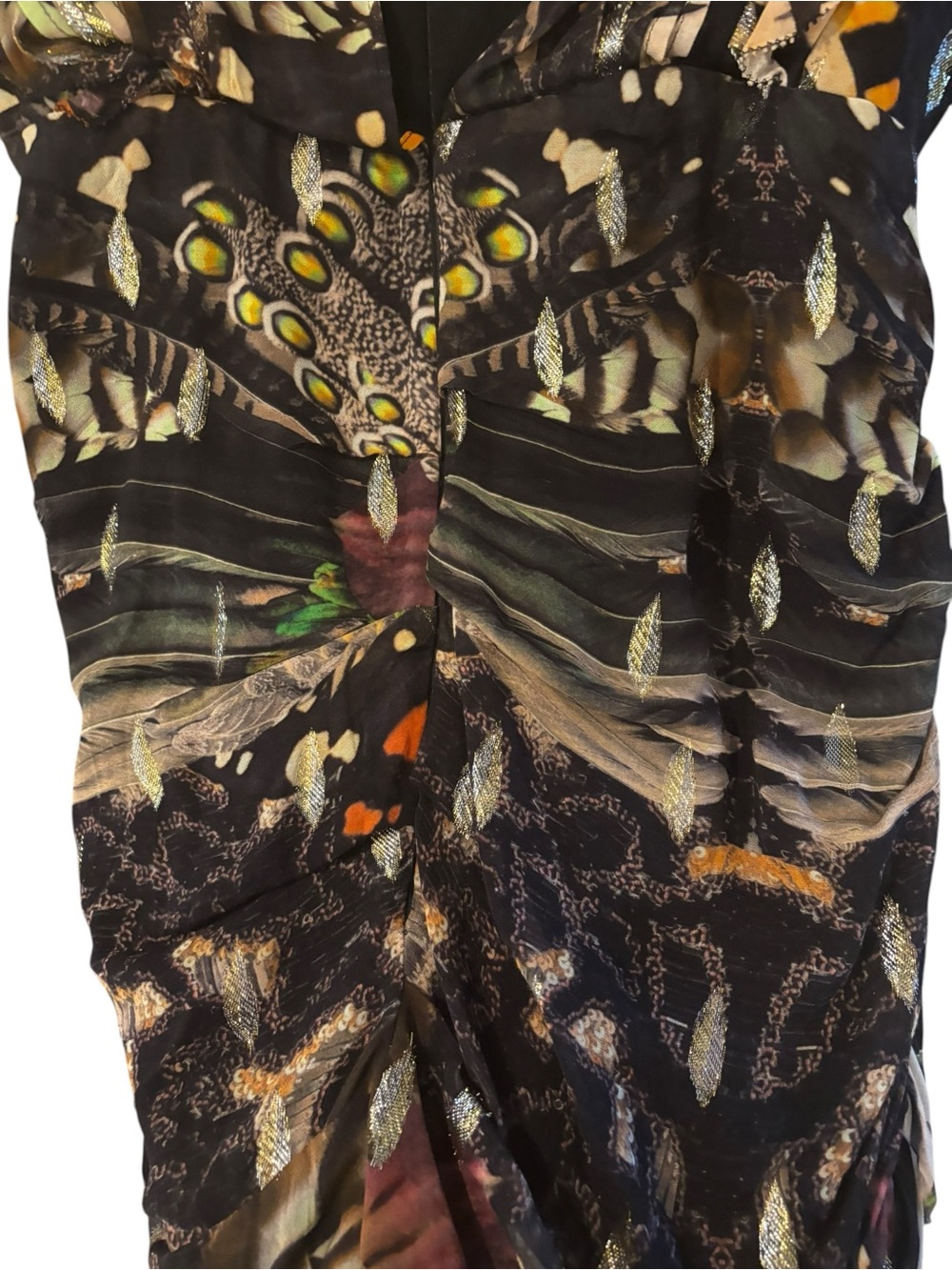 AllSaints Feather Print Midi Dress - Black & Multicolor Women’s Size 8 - Picture 8 of 8
